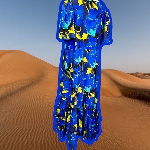 Christopher John Rogers for Target Blue Floral Puff Sleeve Dress Size 24 / 26 - Picture 9 of 14